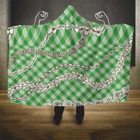 Green Aloha Hawaii Shell Lei Hooded Blanket Palaka Hebrew Cone Honey Cowrie Elegant Curves - Polynesian Pride