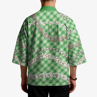 Green Aloha Hawaii Shell Lei Kimono Palaka Hebrew Cone Honey Cowrie Elegant Curves - Polynesian Pride