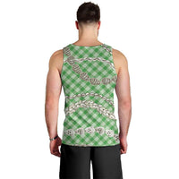Green Aloha Hawaii Shell Lei Men Tank Top Palaka Hebrew Cone Honey Cowrie Elegant Curves - Polynesian Pride