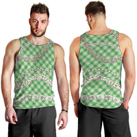 Green Aloha Hawaii Shell Lei Men Tank Top Palaka Hebrew Cone Honey Cowrie Elegant Curves - Polynesian Pride