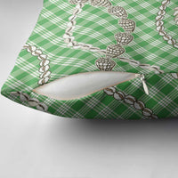 Green Aloha Hawaii Shell Lei Pillow Cover Palaka Hebrew Cone Honey Cowrie Elegant Curves - Polynesian Pride