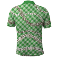 Green Aloha Hawaii Shell Lei Polo Shirt Palaka Hebrew Cone Honey Cowrie Elegant Curves LT14 - Polynesian Pride