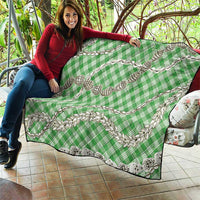 Green Aloha Hawaii Shell Lei Quilt Palaka Hebrew Cone Honey Cowrie Elegant Curves - Polynesian Pride