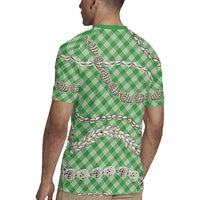 Green Aloha Hawaii Shell Lei Rugby Jersey Palaka Hebrew Cone Honey Cowrie Elegant Curves - Polynesian Pride