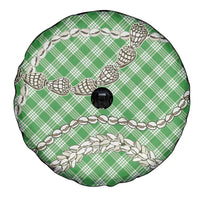 Green Aloha Hawaii Shell Lei Spare Tire Cover Palaka Hebrew Cone Honey Cowrie Elegant Curves - Polynesian Pride