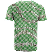 Green Aloha Hawaii Shell Lei T Shirt Palaka Hebrew Cone Honey Cowrie Elegant Curves - Polynesian Pride