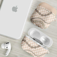 Beige Aloha Hawaii Shell Lei AirPods Case Palaka Hebrew Cone Honey Cowrie Elegant Curves - Polynesian Pride