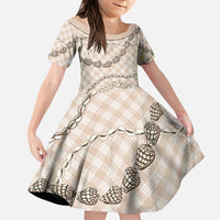 Beige Aloha Hawaii Shell Lei Family Matching Puletasi and Hawaiian Shirt Palaka Hebrew Cone Honey Cowrie Elegant Curves - Polynesian Pride