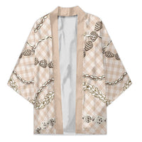 Beige Aloha Hawaii Shell Lei Kimono Palaka Hebrew Cone Honey Cowrie Elegant Curves - Polynesian Pride