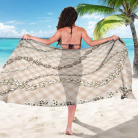 Beige Aloha Hawaii Shell Lei Sarong Palaka Hebrew Cone Honey Cowrie Elegant Curves - Polynesian Pride