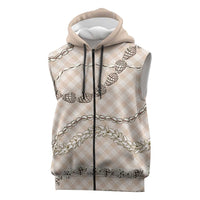 Beige Aloha Hawaii Shell Lei Sleeveless Zip Hoodie Palaka Hebrew Cone Honey Cowrie Elegant Curves LT14