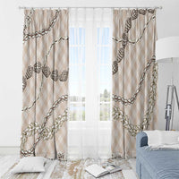 Beige Aloha Hawaii Shell Lei Window Curtain Palaka Hebrew Cone Honey Cowrie Elegant Curves - Polynesian Pride