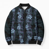 Purple Paradise Hawaii Shell Lei Bomber Puffer Jacket Hawaiian Sunrise Shell Hebrew Cone Plumeria - Polynesian Pride