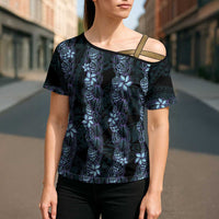 Purple Paradise Hawaii Shell Lei Cross Shoulder Shirt Hawaiian Sunrise Shell Hebrew Cone Plumeria - Polynesian Pride