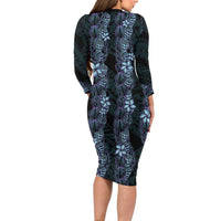 Purple Paradise Hawaii Shell Lei Family Matching Long Sleeve Bodycon Dress and Hawaiian Shirt Hawaiian Sunrise Shell Hebrew Cone Plumeria - Polynesian Pride