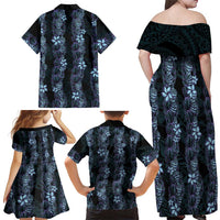 Purple Paradise Hawaii Shell Lei Family Matching Off Shoulder Maxi Dress and Hawaiian Shirt Hawaiian Sunrise Shell Hebrew Cone Plumeria - Polynesian Pride