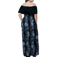 Purple Paradise Hawaii Shell Lei Family Matching Off Shoulder Maxi Dress and Hawaiian Shirt Hawaiian Sunrise Shell Hebrew Cone Plumeria - Polynesian Pride
