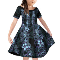 Purple Paradise Hawaii Shell Lei Family Matching Off Shoulder Short Dress and Hawaiian Shirt Hawaiian Sunrise Shell Hebrew Cone Plumeria - Polynesian Pride