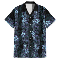 Purple Paradise Hawaii Shell Lei Family Matching Off Shoulder Short Dress and Hawaiian Shirt Hawaiian Sunrise Shell Hebrew Cone Plumeria - Polynesian Pride
