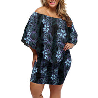 Purple Paradise Hawaii Shell Lei Family Matching Off Shoulder Short Dress and Hawaiian Shirt Hawaiian Sunrise Shell Hebrew Cone Plumeria - Polynesian Pride