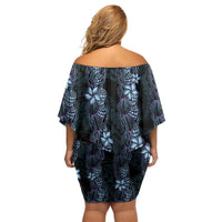 Purple Paradise Hawaii Shell Lei Family Matching Off Shoulder Short Dress and Hawaiian Shirt Hawaiian Sunrise Shell Hebrew Cone Plumeria - Polynesian Pride