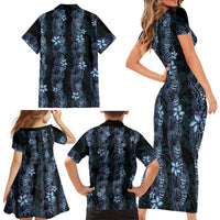 Purple Paradise Hawaii Shell Lei Family Matching Short Sleeve Bodycon Dress and Hawaiian Shirt Hawaiian Sunrise Shell Hebrew Cone Plumeria - Polynesian Pride