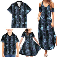 Purple Paradise Hawaii Shell Lei Family Matching Summer Maxi Dress and Hawaiian Shirt Hawaiian Sunrise Shell Hebrew Cone Plumeria - Polynesian Pride