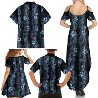 Purple Paradise Hawaii Shell Lei Family Matching Summer Maxi Dress and Hawaiian Shirt Hawaiian Sunrise Shell Hebrew Cone Plumeria - Polynesian Pride