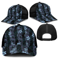 Purple Paradise Hawaii Shell Lei Mesh Trucker Cap Hawaiian Sunrise Shell Hebrew Cone Plumeria - Polynesian Pride