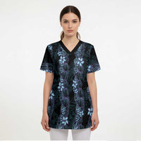 Purple Paradise Hawaii Shell Lei Scrub Top Hawaiian Sunrise Shell Hebrew Cone Plumeria - Polynesian Pride