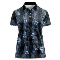 Purple Paradise Hawaii Shell Lei Women Polo Shirt Hawaiian Sunrise Shell Hebrew Cone Plumeria - Polynesian Pride