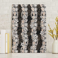 Black and Beige Hawaii Shell Lei Canvas Wall Art Hawaiian Sunrise Shell Hebrew Cone Plumeria - Polynesian Pride