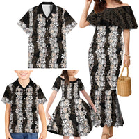 Black and Beige Hawaii Shell Lei Family Matching Mermaid Dress and Hawaiian Shirt Hawaiian Sunrise Shell Hebrew Cone Plumeria - Polynesian Pride