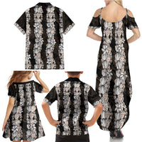 Black and Beige Hawaii Shell Lei Family Matching Summer Maxi Dress and Hawaiian Shirt Hawaiian Sunrise Shell Hebrew Cone Plumeria - Polynesian Pride