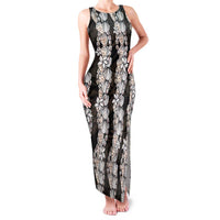 Black and Beige Hawaii Shell Lei Family Matching Tank Maxi Dress and Hawaiian Shirt Hawaiian Sunrise Shell Hebrew Cone Plumeria - Polynesian Pride