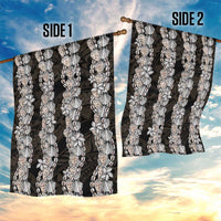 Black and Beige Hawaii Shell Lei Garden Flag Hawaiian Sunrise Shell Hebrew Cone Plumeria - Polynesian Pride