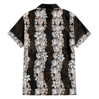 Black and Beige Hawaii Shell Lei Hawaiian Shirt Hawaiian Sunrise Shell Hebrew Cone Plumeria - Polynesian Pride