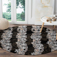Black and Beige Hawaii Shell Lei Round Carpet Hawaiian Sunrise Shell Hebrew Cone Plumeria - Polynesian Pride