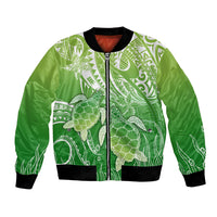 Polynesia Sea Turtle Bomber Jacket Happy Valentine Day Polynesian - Green LT14 Unisex Green - Polynesian Pride