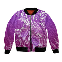 Polynesia Valentine Day Bomber Jacket Polynesian Sea Turtle Purple Version LT14 Unisex Purple - Polynesian Pride
