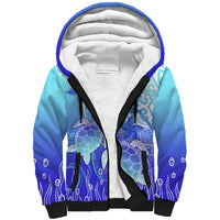 Polynesia Valentine Day Sherpa Hoodie Polynesian Sea Turtle Turquoise Version LT14 Unisex Turquoise - Polynesian Pride
