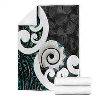 Aotearoa Koru Blanket Cyan Maori Paua Shell Mix Silver Fern