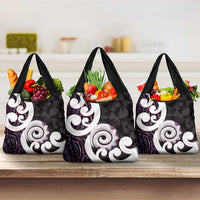 Aotearoa Koru Grocery Bag Purple Maori Paua Shell Mix Silver Fern LT14 3-pack One Size Black - Polynesian Pride