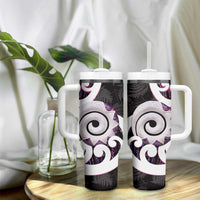 Aotearoa Koru Tumbler With Handle Purple Maori Paua Shell Mix Silver Fern
