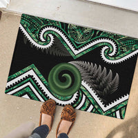 Koru Pounamu Aotearoa Rubber Doormat Maori Paua Shell Mix Silver Fern