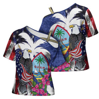 United States Guam Cross Shoulder Shirt USA Eagle Guahan Seal Bougainvillea LT14 - Polynesian Pride