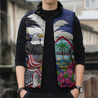 United States Guam Sleeveless Puffer Jacket USA Eagle Guahan Seal Bougainvillea - Polynesian Pride