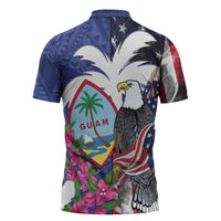 United States Guam Zipper Polo Shirt USA Eagle Guahan Seal Bougainvillea - Polynesian Pride