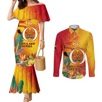 Papua New Guinea Independence Day Couples Matching Mermaid Dress and Long Sleeve Button Shirt 50th Anniversary Unity in Diversity