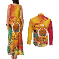 Papua New Guinea Independence Day Couples Matching Tank Maxi Dress and Long Sleeve Button Shirt 50th Anniversary Unity in Diversity